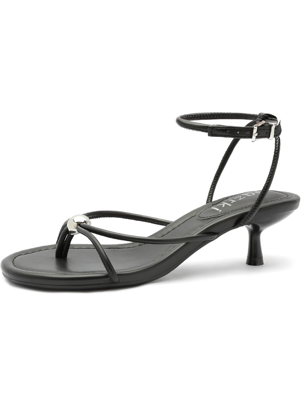 Amazon Black Strappy Kitten Heel Sandal with Ankle Buckle